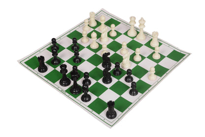 Jegyasa 17'' X 17'' Tournament Chess Vinyl Foldable Chess Game With Solid Plastic Pieces- For Professional Chess Players - Green